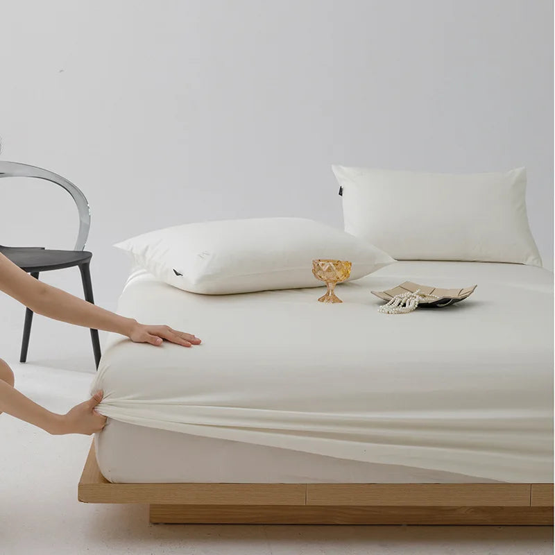 Afralia™ Luxury Satin Finish Cotton Fitted Sheet: High Quality, Skin-friendly and Breathable Bed Cover.