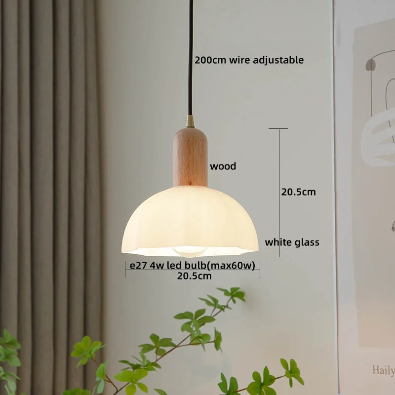Afralia™ Modern Copper Wood LED Pendant Lamp for Living Dining Bedroom, Nordic Design