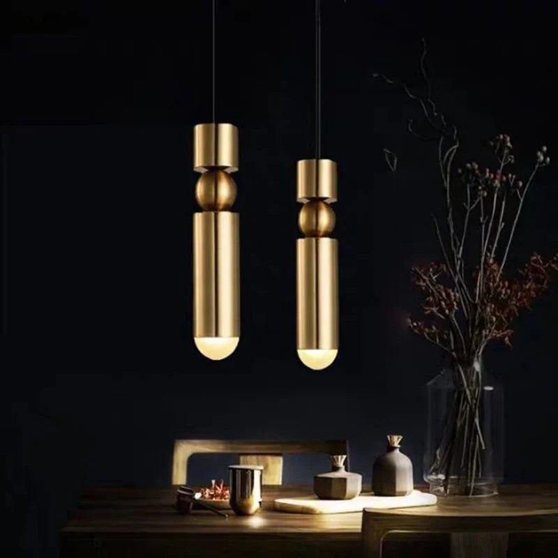 Afralia™ Black Gold LED Tube Pendant Lamp for Home Shop Decoration