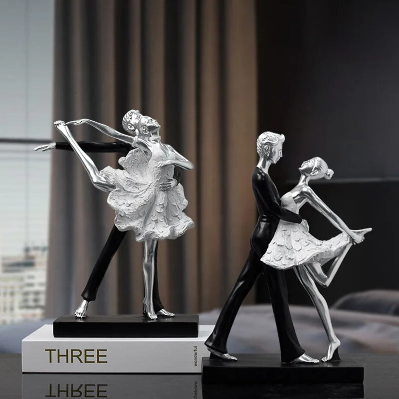 Afralia™ Ballet Dance Girl Double Statue for Home Decor and Desktop Accessories