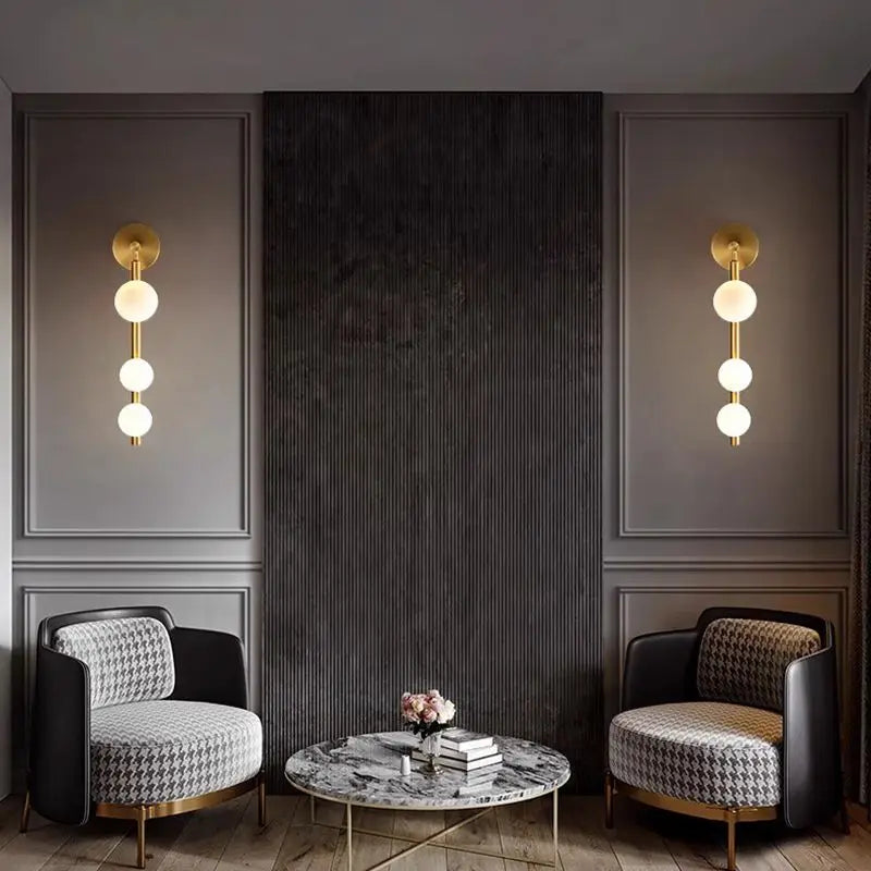 Afralia™ Glass Ball Wall Lights Living Room Coffee Shop Gold Black Pearl Mirror Light
