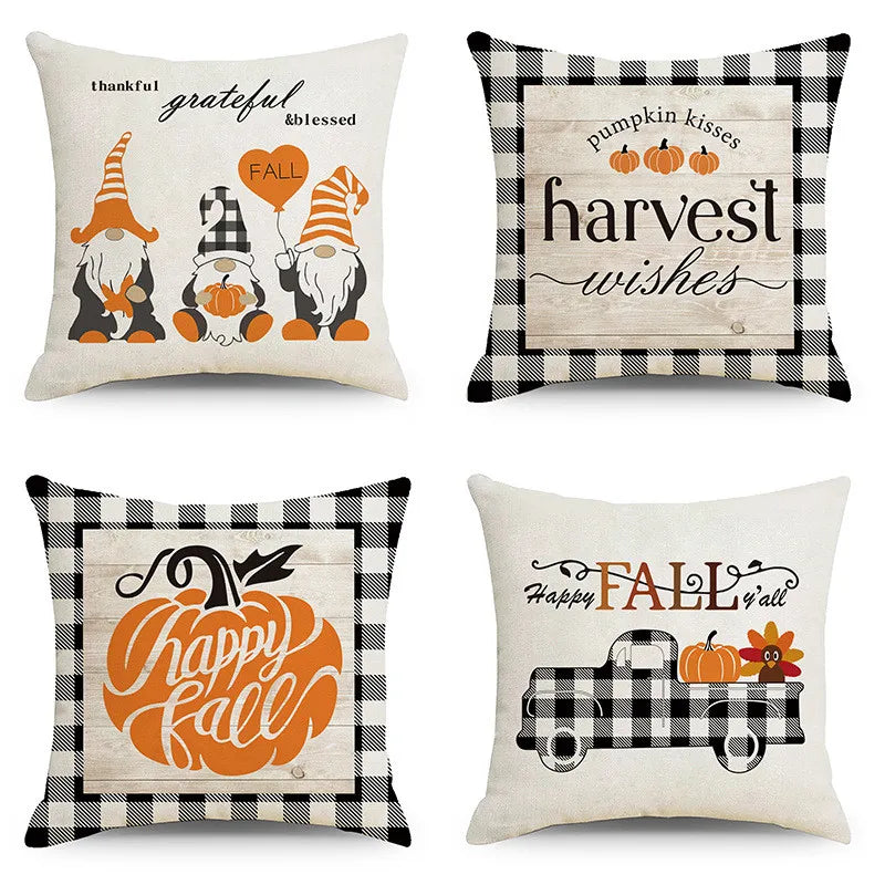 Afralia™ Pumpkin Cushion Cover 18x18 Inches Modern Linen Pillowcase for Sofa