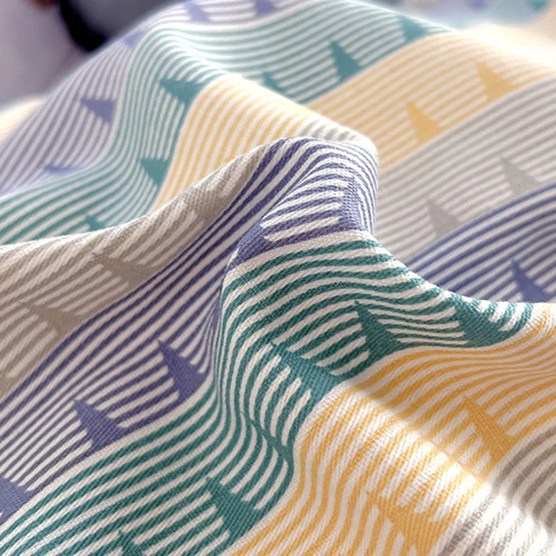 Afralia™ Luxury Cotton Stripe Printed Bedding Sets for Queen King Beds.