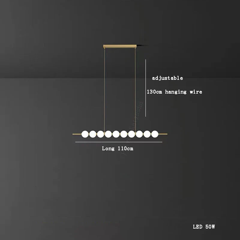 Afralia™ Modern Magic Bean Brass White Ball LED Ceiling Chandelier