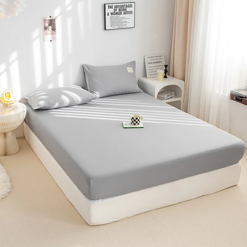 Afralia™ Solid Color Fitted Sheet 150x200 Queen Bed Soft Skin Friendly 180x200 Mattress Cover