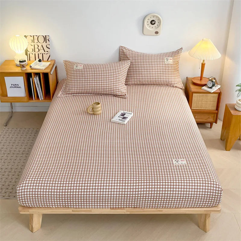 Afralia™ Plaid Style Fitted Sheet - Skin-friendly Elastic Bedsheet for Kids' Room