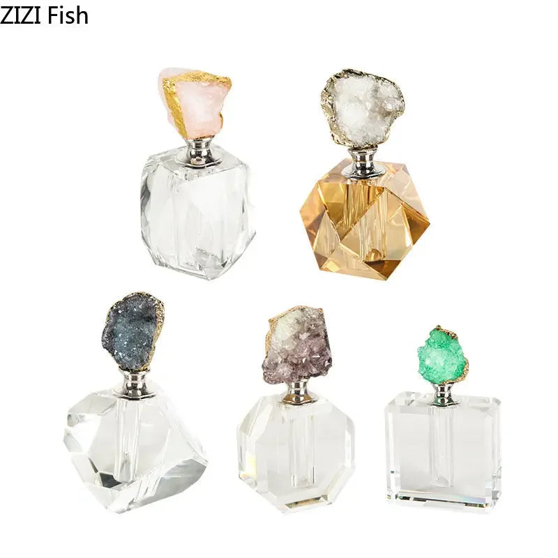 Afralia™ Gold-plated Agate Stone Perfume Bottle for Aromatherapy Essential Oils