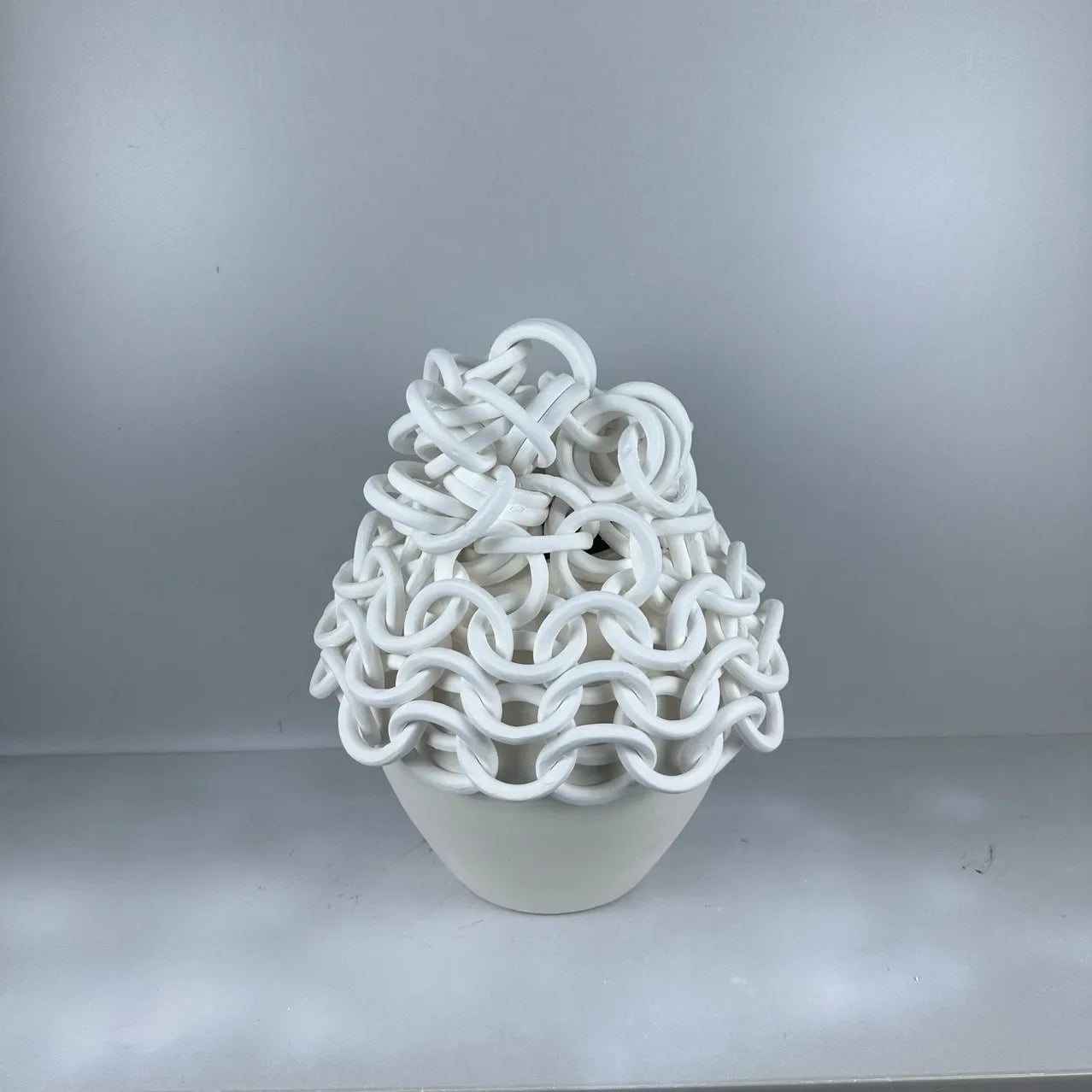 Afralia™ Ceramic Vase Chain Round Ring Handicrafts Home Decoration Pot