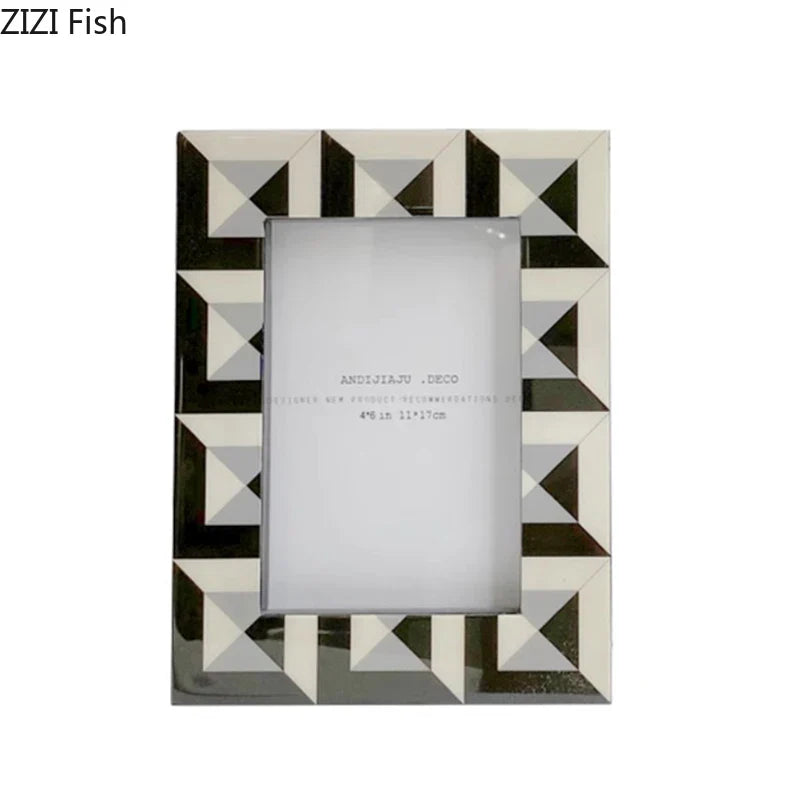 Afralia™ Checkered Photo Frame 6/7 Inch - Bedside Table or Desk Decoration