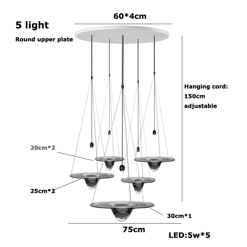 Afralia™ Clear Glass Disk LED Pendant Light - Modern Luxury Restaurant Ceiling Fixture