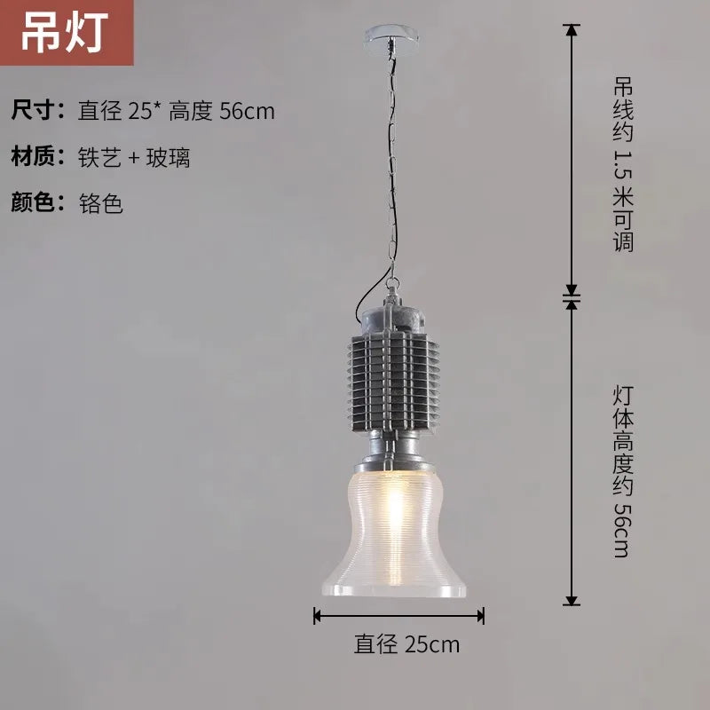 Afralia™ Glass Chrome Pendant Light LED E27 Iron Art Decor for Restaurant Café