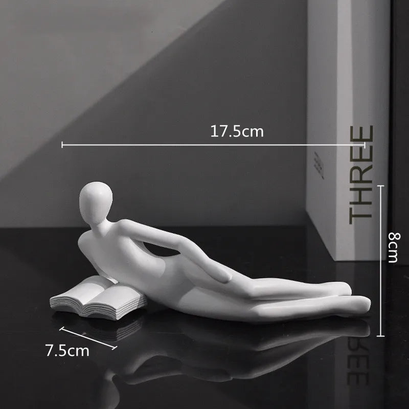 Afralia™ Golden Thinker Reader Man Resin Figure: Abstract Home Decor Figurine