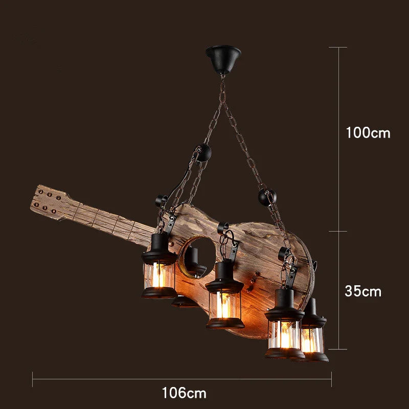 Afralia™ Vintage Wood E27 LED Ceiling Chandelier Luminaires