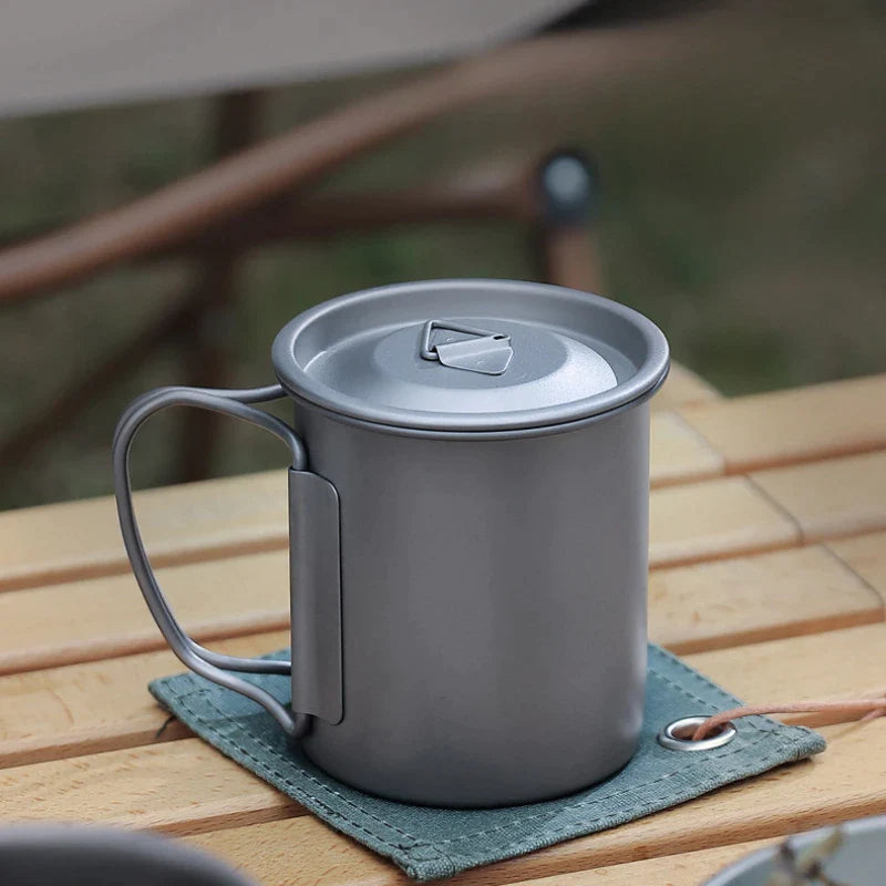 Afralia™ Titanium Cup: Original Breakfast & Camping Mug with Lid - Premium Quality Tea, Coffee, Beer Ware