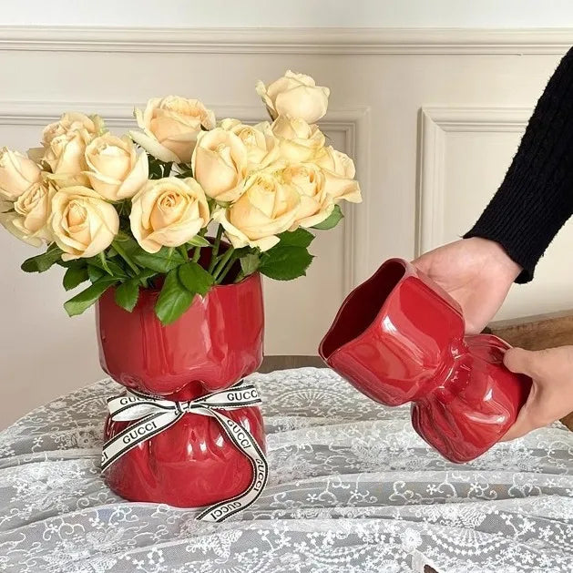 Afralia™ Bouquet Shape Ceramic Vase Pot Home Decoration Floral Arrangement Accessories