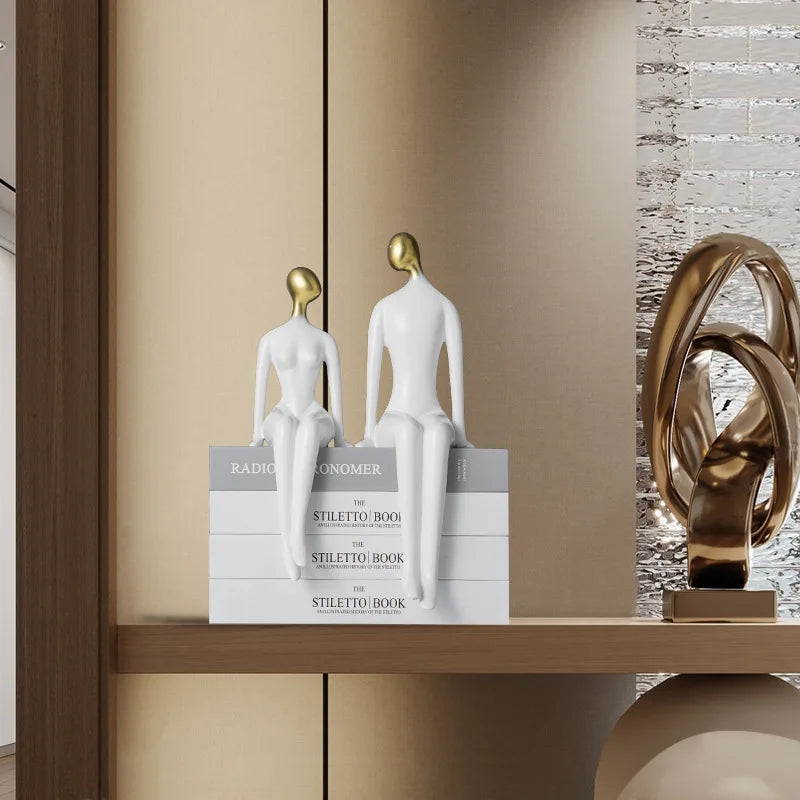 Afralia™ Resin Abstract Couple Sculpture Decorative Figurine Ornament