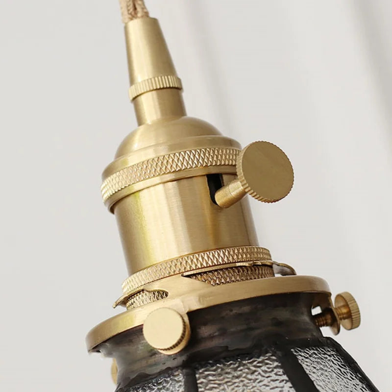 Afralia™ Loft Green Tiffany Glass LED Pendant Lights with Copper Knob Switch