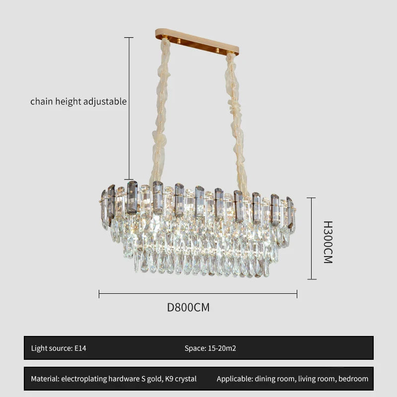 Afralia™ Luxury Crystal Chandelier for Living Room, Bedroom, and Restaurant