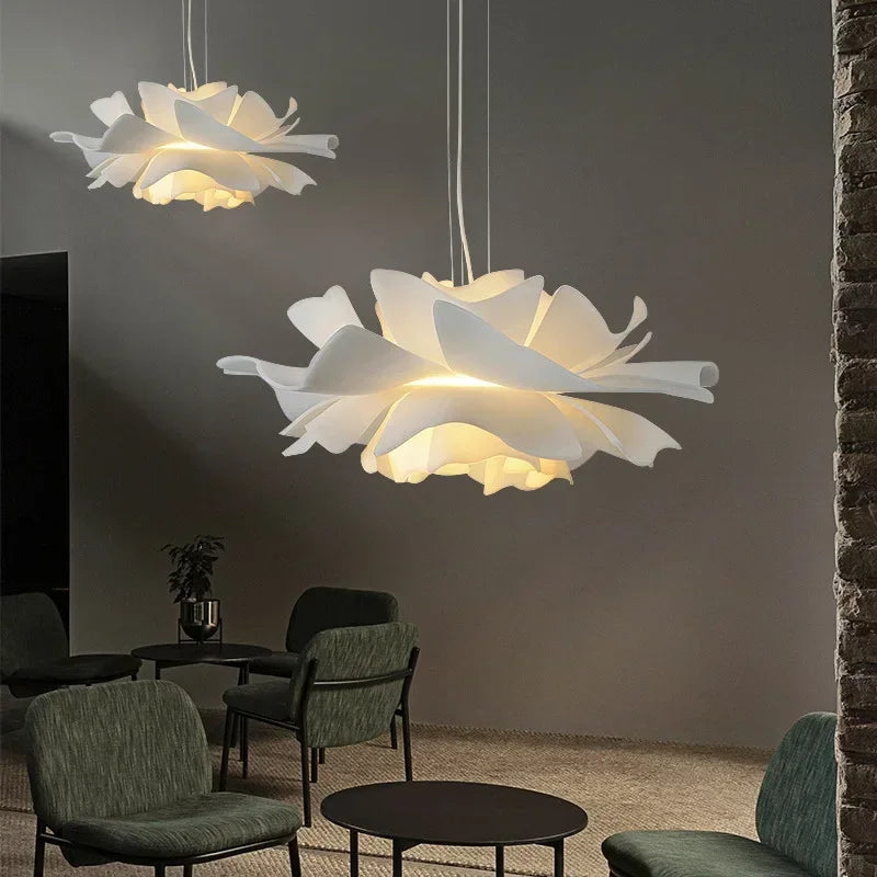 Afralia™ White Acrylic Flower Pendant Chandelier LED Lighting for Home Decor