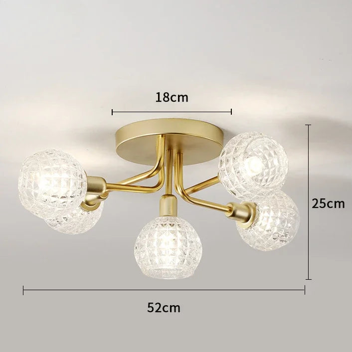 Afralia™ Gold Glass Ceiling Lamp. Modern Round Corrugated Design for Bedroom, Living Room, Cloakroom.