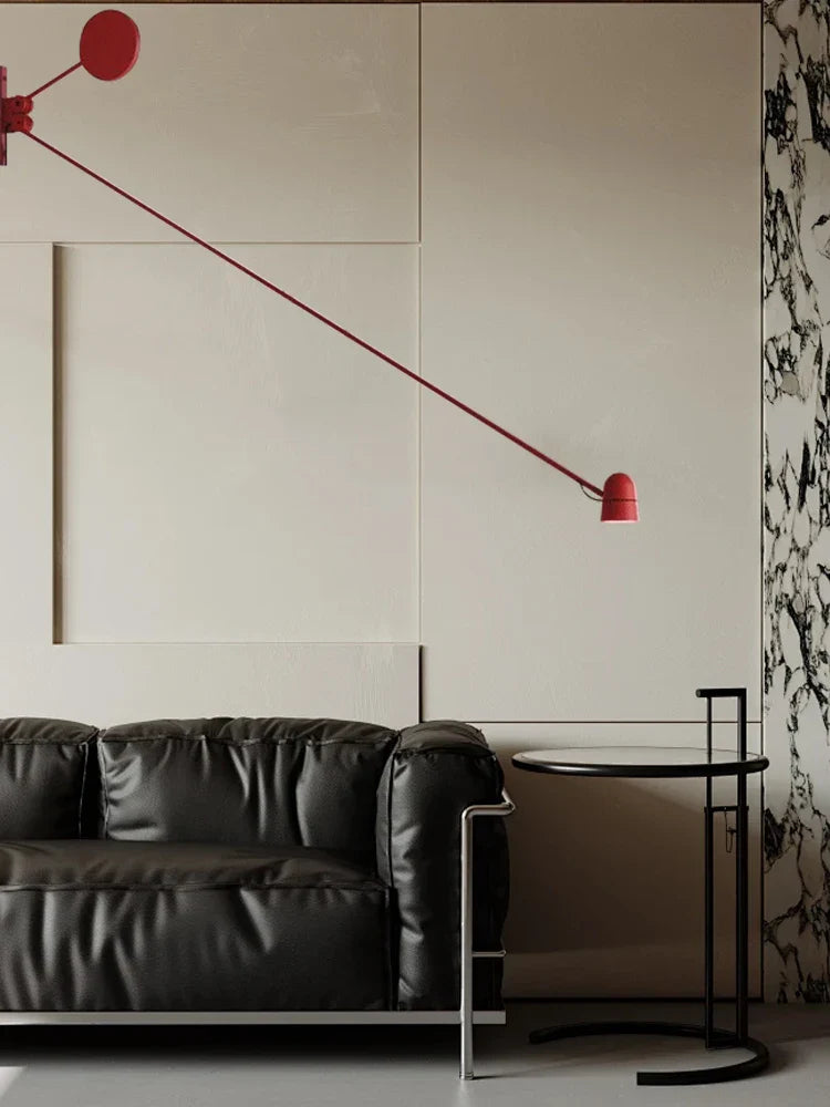 Afralia™ Red Swinging Arm LED Wall Lamp: Minimalist Italian Design for Living Room & Cafe