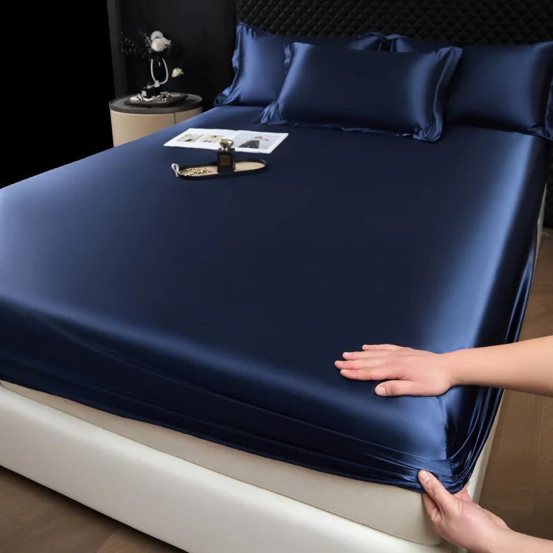 Afralia™ 100% Mulberry Silk Fitted Sheet Set with Pillowcase - Luxury Solid Color Silk Bed Linen