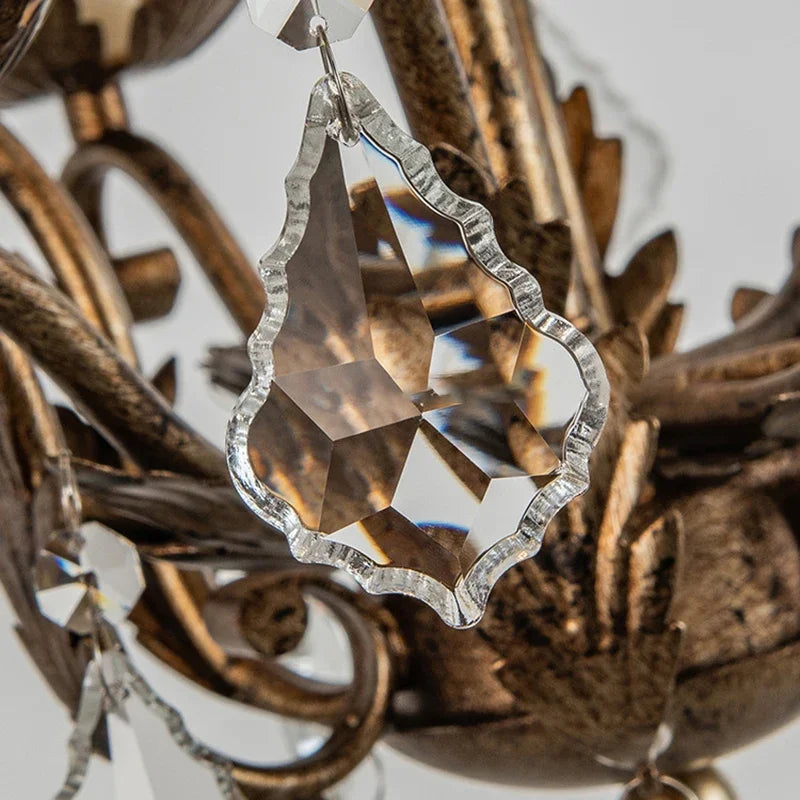 Afralia™ French Candle Crystal Chandelier: Retro Style LED Pendant Lighting for Dining & Living Room