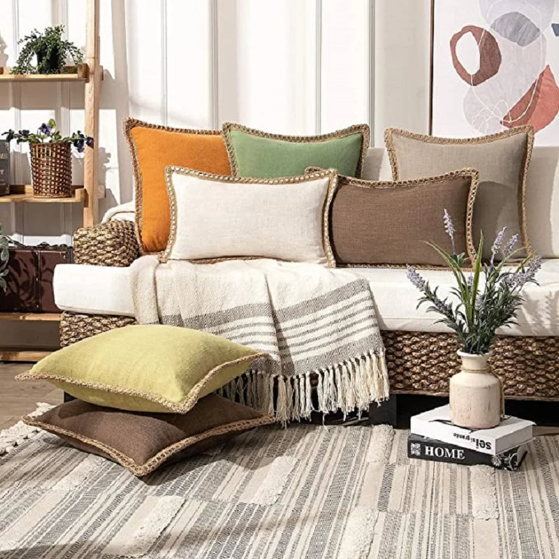 Afralia™ Linen Square Throw Pillow Covers Set - Home Decor for Sofa, Couch, Bed