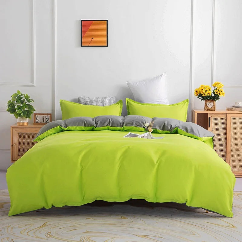 Afralia™ Luxe Solid Yellow Green Duvet Cover Set with Sheet Pillowcases
