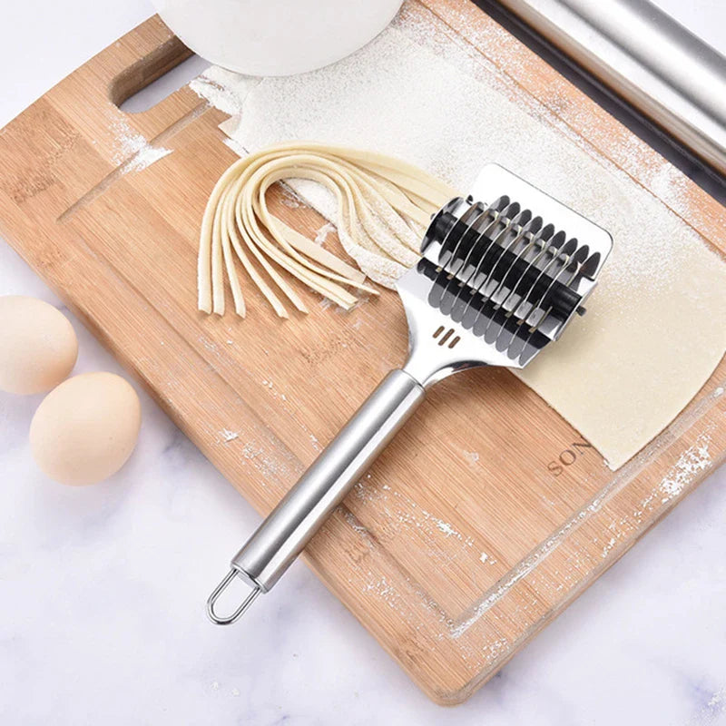 Afralia™ Stainless Steel Noodle Cutter & Pasta Maker Kitchen Gadget - Dough Divider & Herb Crusher