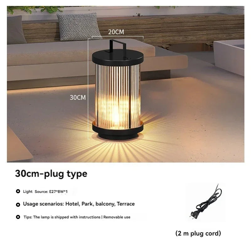 Afralia™ Solar Glass Lantern Garden Floor Lamp for Villa Courtyard Lawn