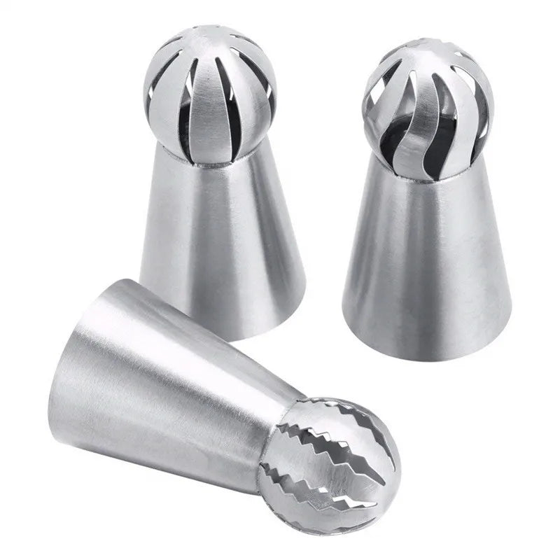 Afralia™ Cupcake Stainless Steel Sphere Piping Nozzles Pastry Tube Decoration Tools