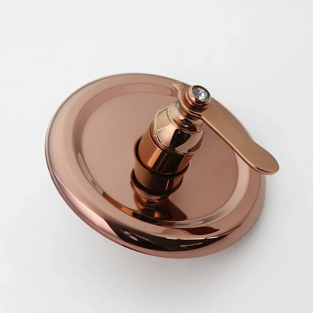 Afralia™ Rose Golden Bath Shower Faucet Set with Handle Mixer, Rainfall Hand Shower