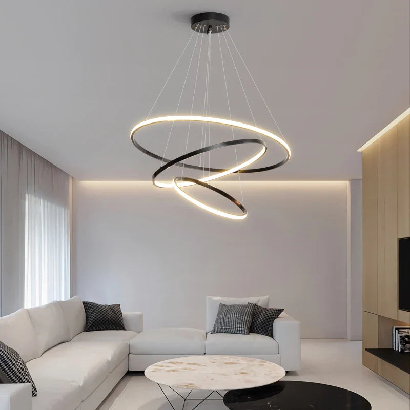 Afralia™ Modern Ceiling Chandelier for Living Room, Restaurant, Villa - Large, Simple, Circular Lighting