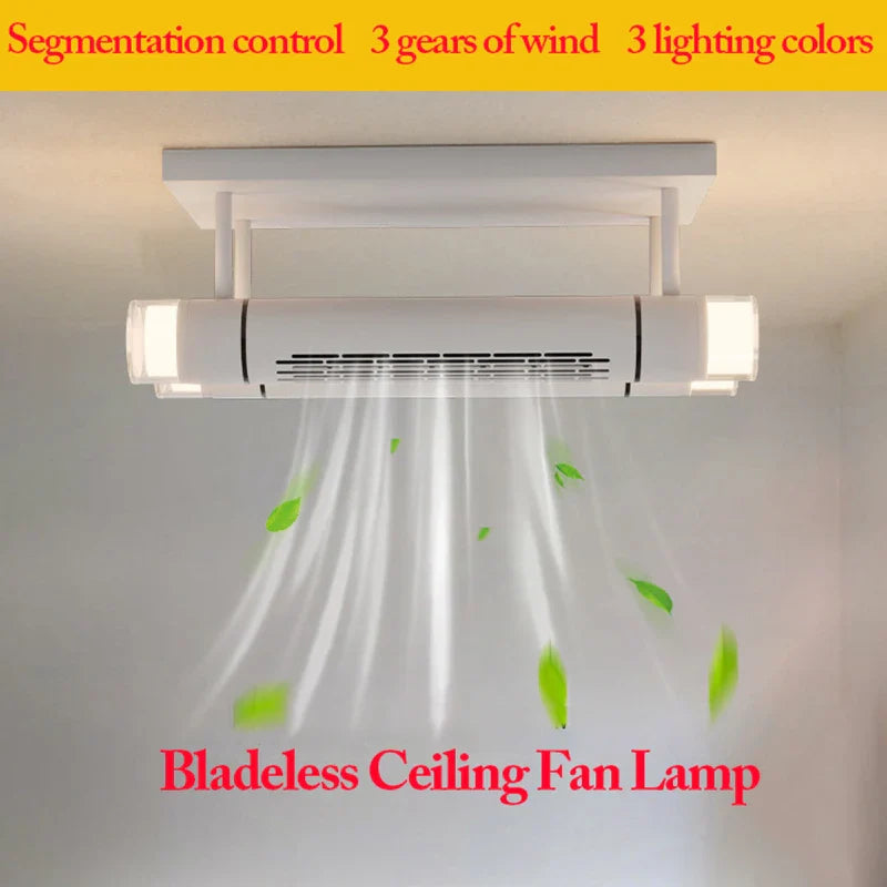 Afralia™ Bladeless Ceiling Fan with Remote Control LED Light Fixture for Home Décor