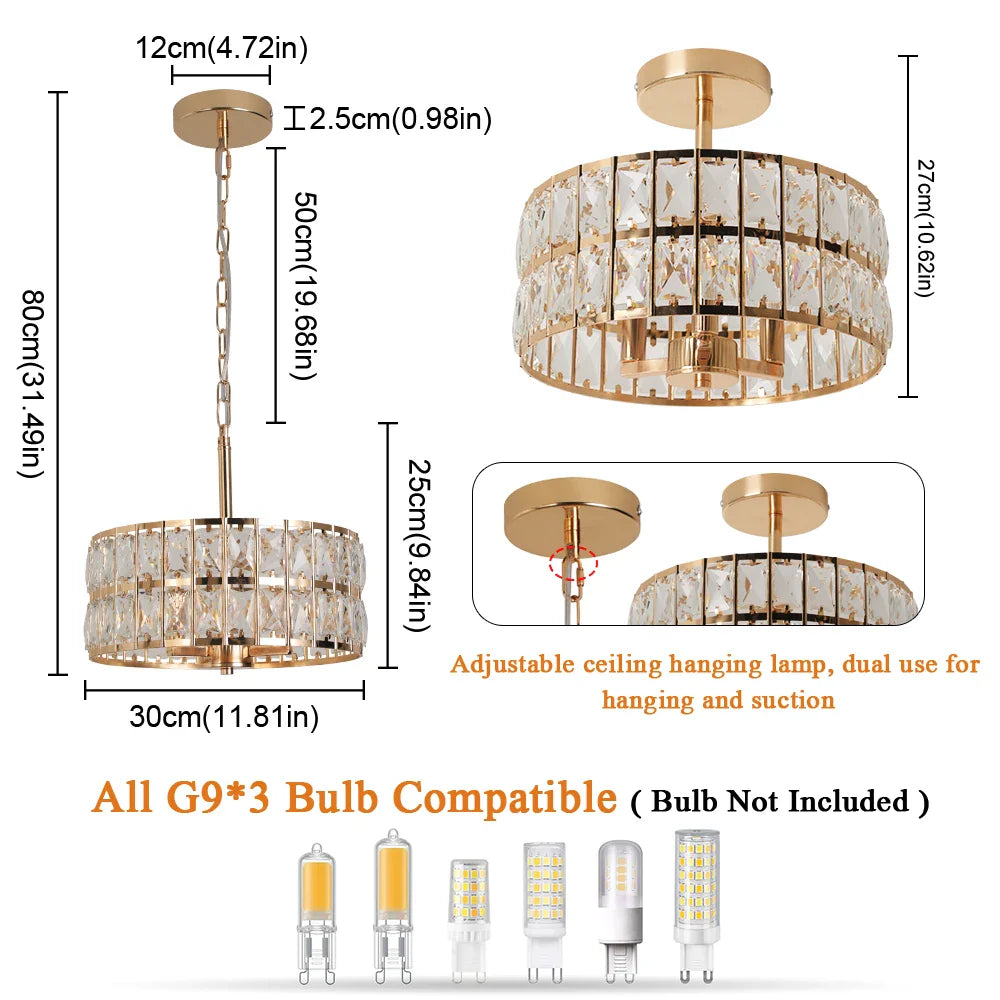 Afralia™ Crystal Chandelier LED Pendant Light for Modern Home Decor