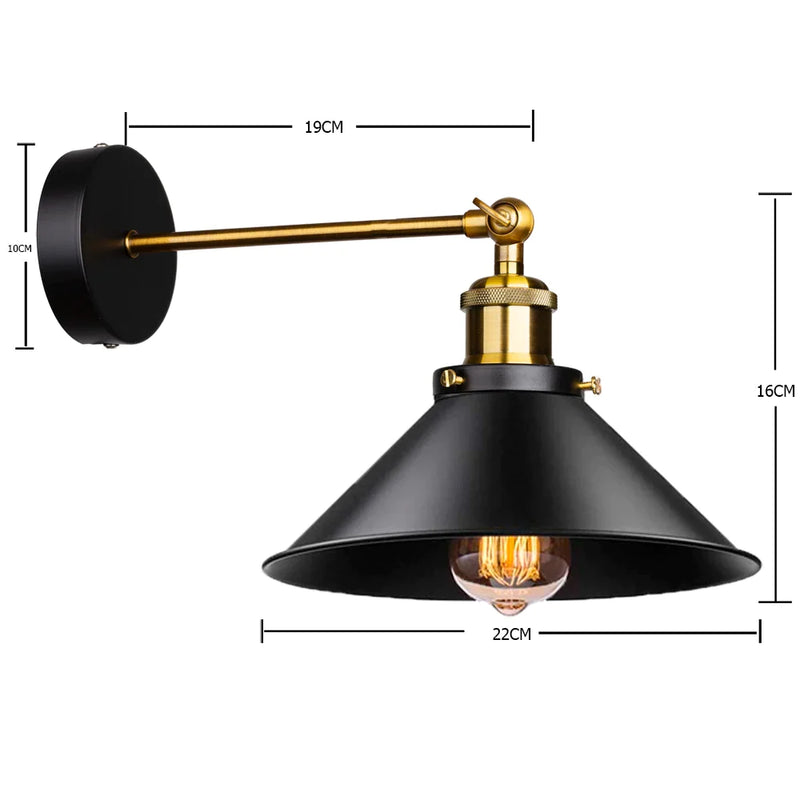 Afralia™ Loft Industrial Wall Lamp Vintage Black Metal E27 Edison Bulb 110V/220V