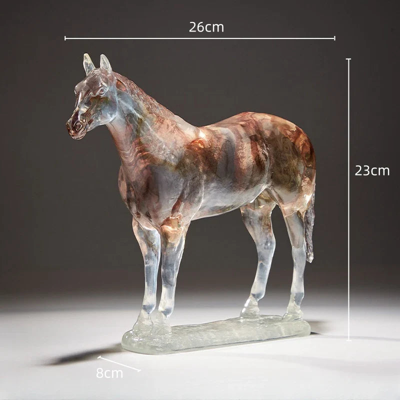 Afralia™ Resin Horse Sculpture Decor - Transparent Colored Animal Figurine