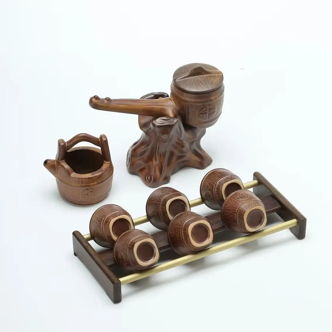 Afralia™ Ceramic Kung Fu Tea Set: High-End, Retro, Anti-Scalding, Easy Home Brewing