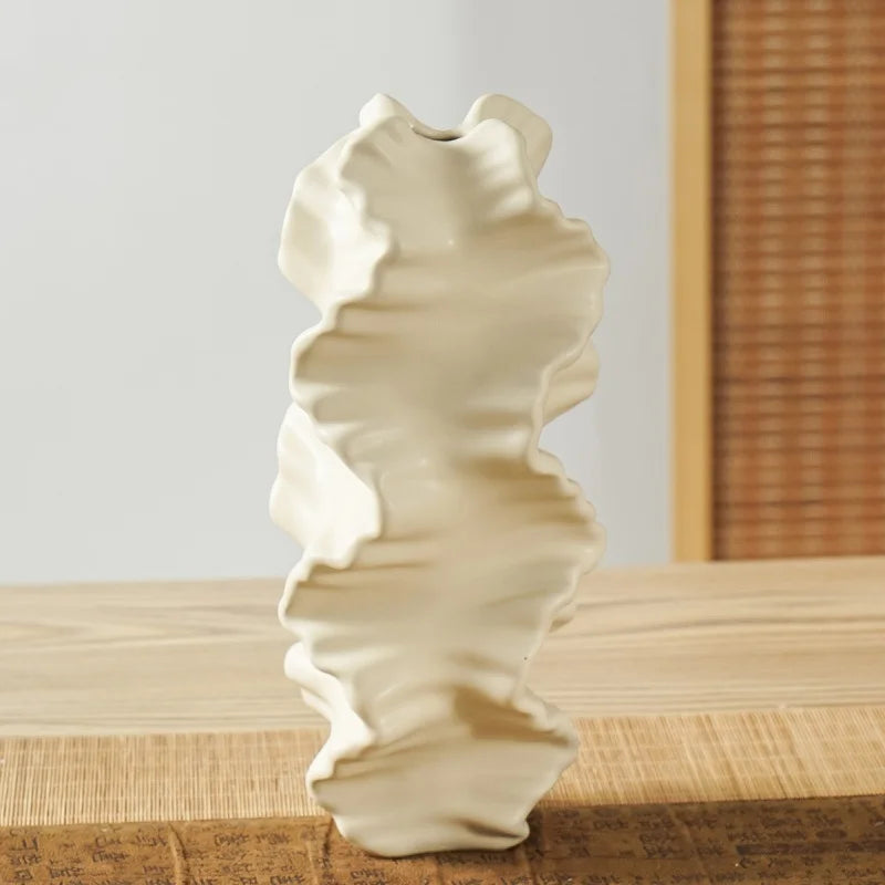 Afralia™ Ceramic Vase for Home Decor, Irregular Patterns, Handcrafted Flower Arrangement Accessory