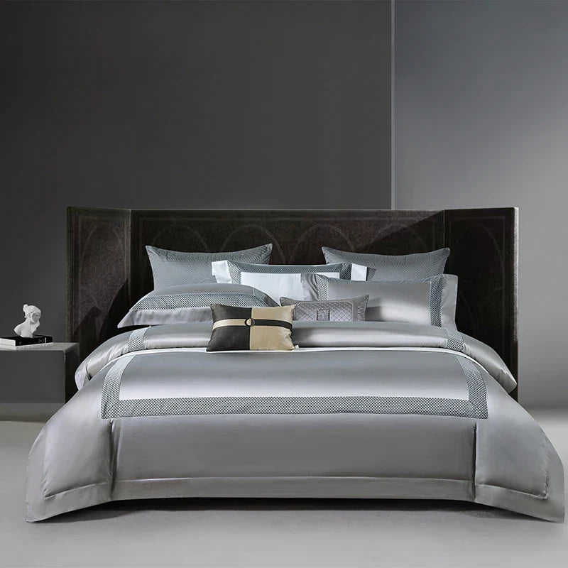 Afralia™ King Size Luxury 1400TC Cotton White Bedding Set with Embroidery