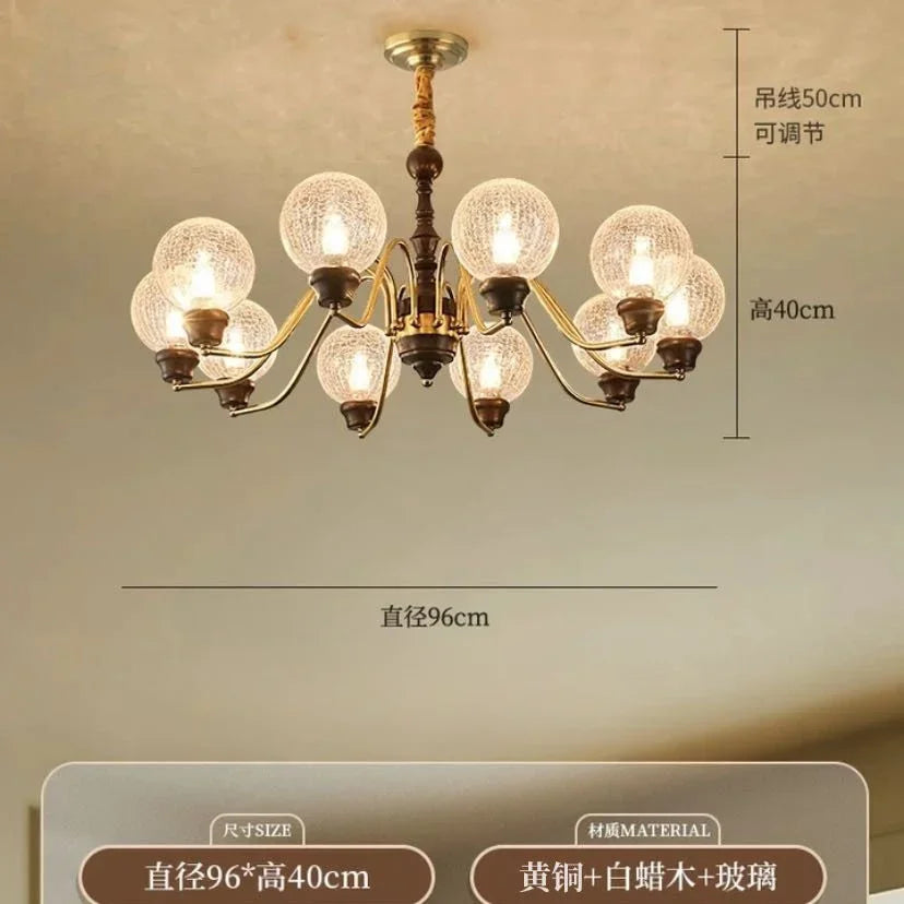 Afralia™ Copper Living Room Chandelier: American Retro Nanyang Style Luxury Hall Lighting