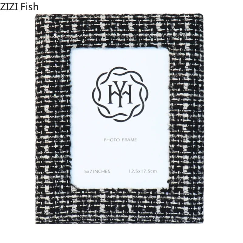 Afralia™ 6x7 Inch Fabric Framed Portrait Photo Frame for TV Cabinet Decor