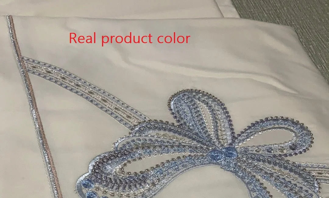 Afralia™ Luxury Butterfly Embroidery Wedding Bedding Set with 100% Egyptian Cotton Quality
