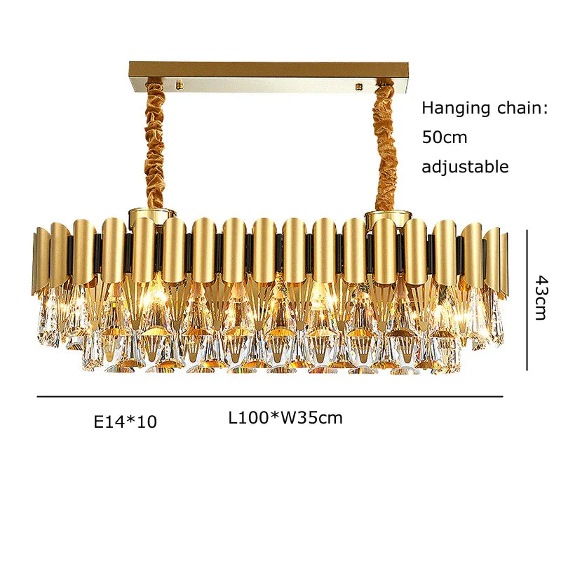 Afralia™ Gold Crystal Chandelier Lights LED Nordic Classic Living Room Lamparas