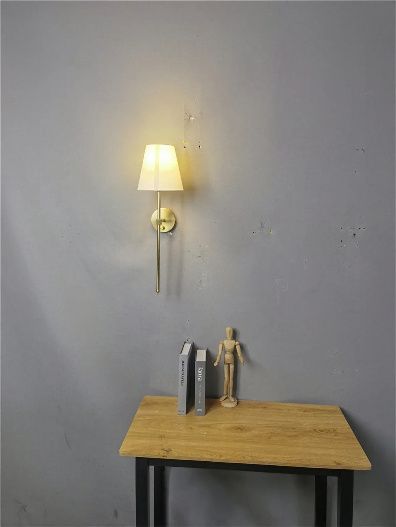 Afralia™ Flared White LampShade Wall Lamp - Knob Switch Sconce Lighting Fixture