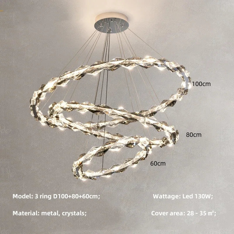 Afralia™ Crystal Chandelier Pendant Light - Dimmable Modern Luxury LED Chrome Luminaria