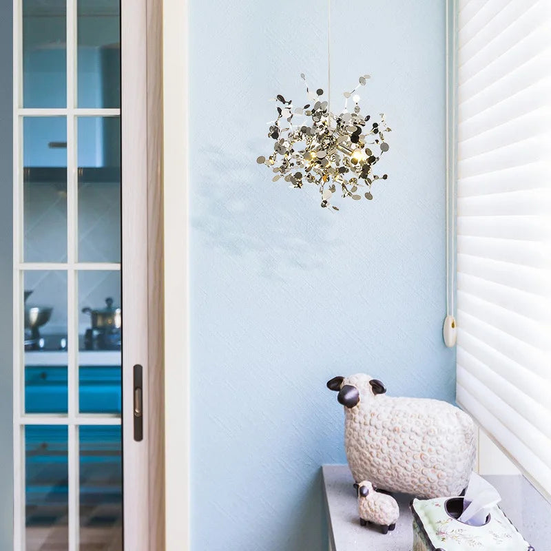 Afralia™ Chrome Leaf LED Chandelier for Elegant Indoor Lighting