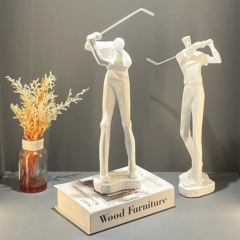 Afralia™ Golf Player Sculpture Abstract Human Body Figure Statue Resin Decor Figurine