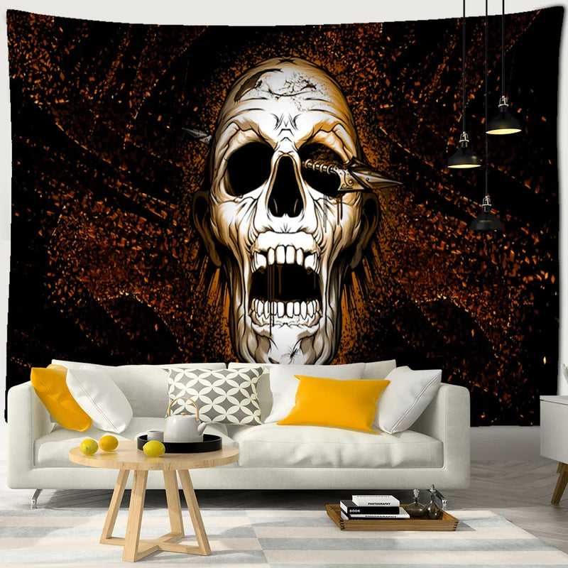 Afralia™ Raven Mystery Tapestry Wall Hanging - Psychedelic Viking Character Design